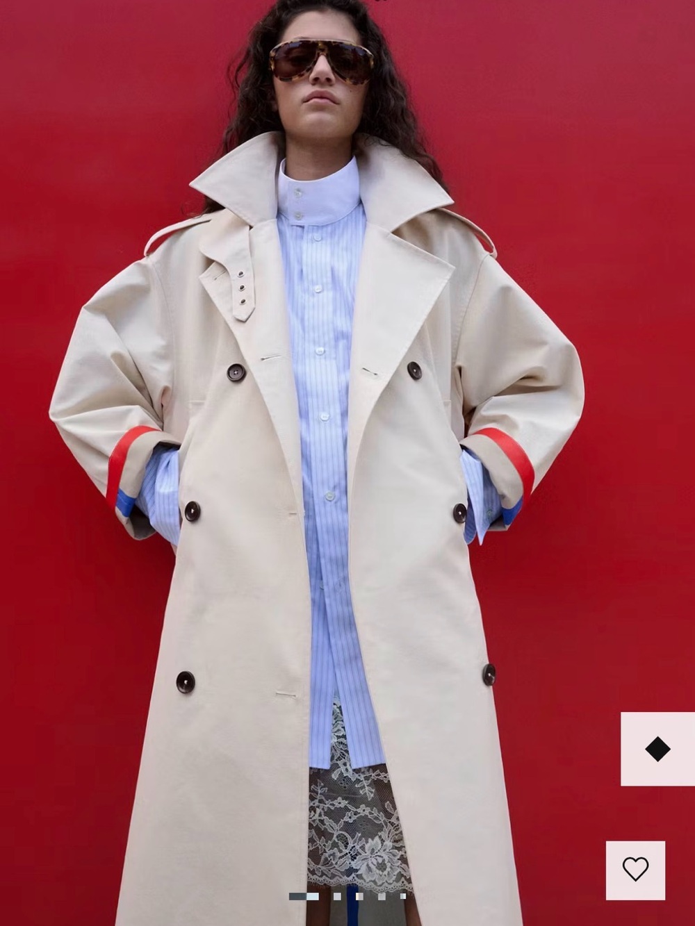 Mango Womens Cream Double-Breasted Trench Coat